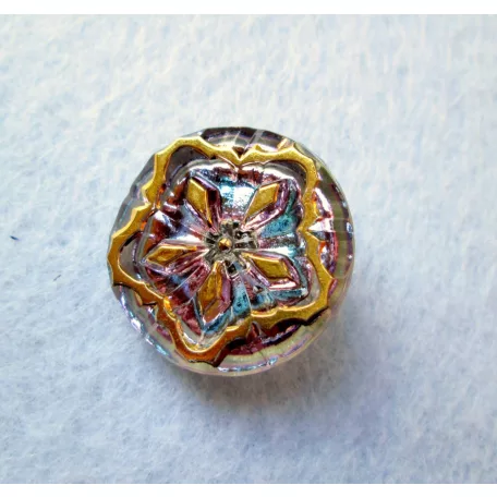 Czech handpainted glass button 22 mm
