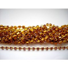 Strasszlánc - 3,2 mm - tanzanite -arany - 25 cm