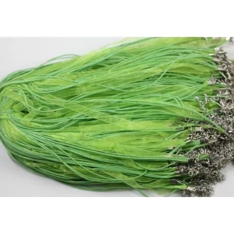 Organza multiszalag delfinkapoccsal, lánchosszabbítóval - 45 cm - lime