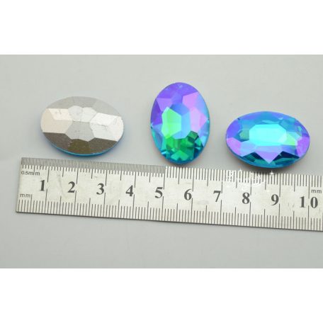 Ovális kristály - 30x22 mm - K9 minőség - Green-Blue