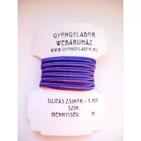 Sujtás zsinór - 3 mm - fényes - ibolya (#35) 
