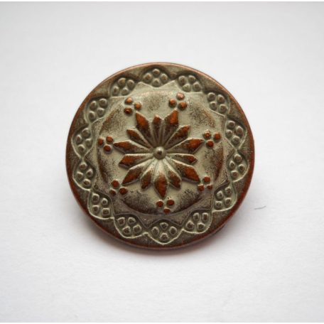 Antique finish metal shank button - 20 mm - patina