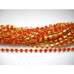 Strasszlánc - 2,8 mm - hyachint  -arany - 25 cm