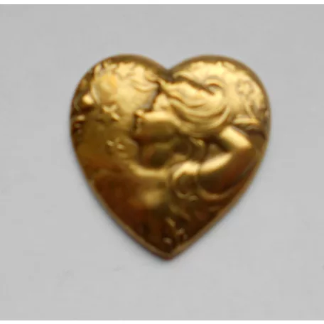 Brass heart stamping - 28x22 mm 