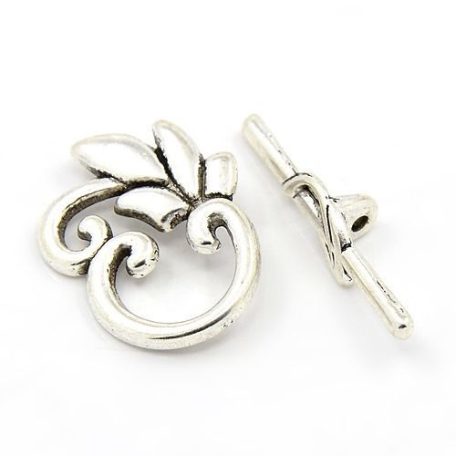 Leaf Toggle clasp - antique silver -38*18 mm