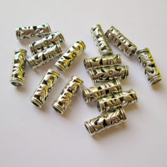 Fémgyöngy - antik ezüst - 19x6 mm - filigrán henger
