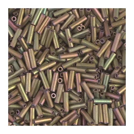 Miyuki 6 mm  bugle - Matte  Metallic Khaki Iris - # 2035