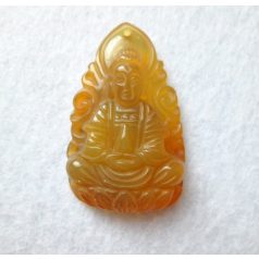 Faragott buddha kaboson - 42*27 mm - fúrt (karneol)