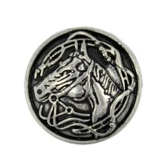   Kelta ló motívumos (szkíta) fémgomb - 22 mm - antik ezüst