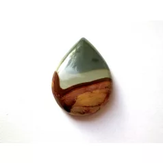 Tájkép jáspis kaboson - 39x26 mm - csepp