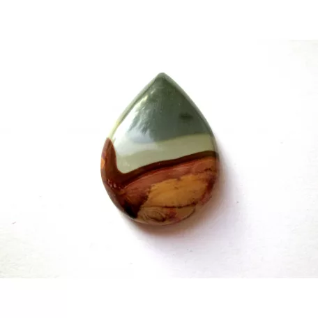 Tájkép jáspis kaboson - 39x26 mm - csepp