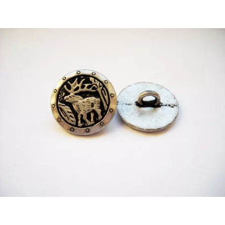 Antique finish metal shank button - 16 mm - silver