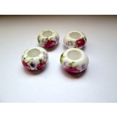 Porcelain bead with violet pattern - 12 mm