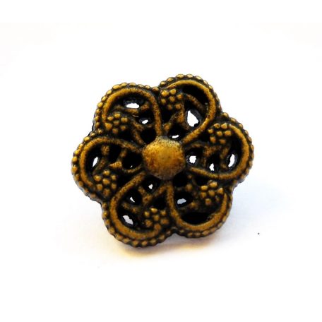 Antique finish metal shank button - 14 mm - bronze