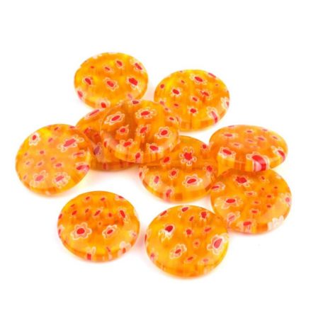 Millefiori glass bead - 18 mm - orange