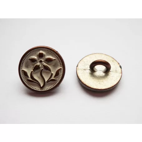 Antique finish metal shank button - 12 mm - patina