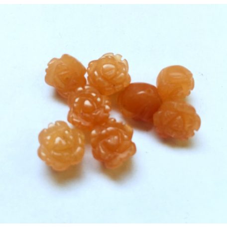 Narancs karneol achát rózsa - félig fúrt - 12 mm