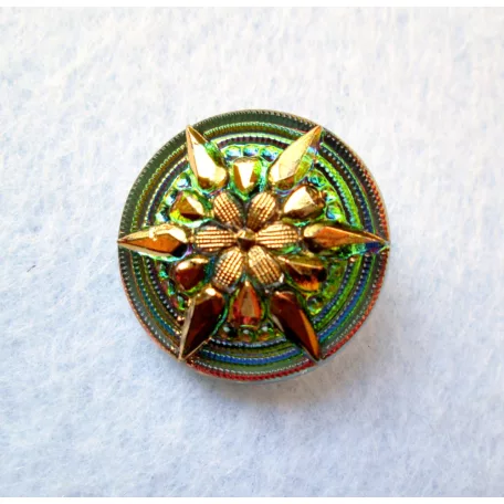 Czech handpainted glass button 22 mm