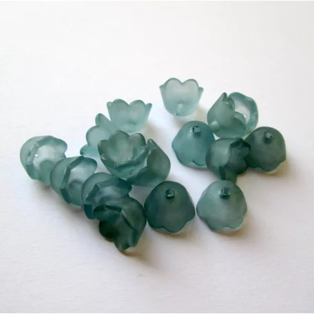 Lucite virágkehely gyöngy, harangvirág  - 10x6 mm - üvegkék