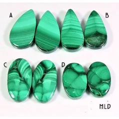   Malachit kaboson - összeillő pár - vegyes méret (MLD A-D)