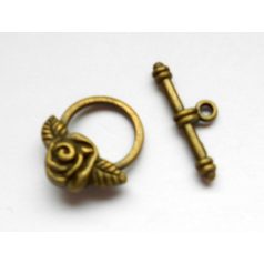 Rózsás T kapocs - bronz 22*18 mm