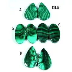 Malachit kaboson - összeillő pár - vegyes méret (A-D)