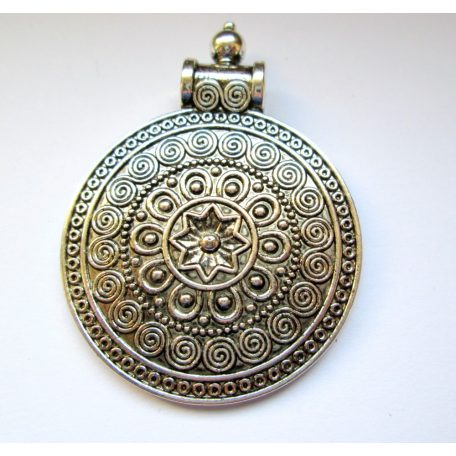 Virágmintás antik ezüst fémveret - 50x35 mm