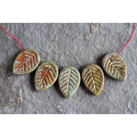 Cseh levél gyöngy 18x13 mm - Turquoise Picassso