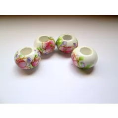 Porcelain bead with violet pattern - 12 mm