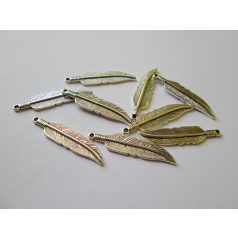 Charm - feather -  42*16 mm - copper