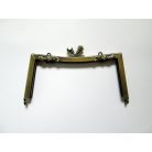 Táskakeret - szögletes virágmintás - bronz strasszokkal - 15,5x8,5 cm