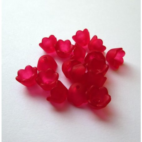 Lucite virágkehely gyöngy, harangvirág  - 10x6 mm - piros