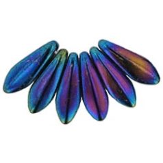 Cseh dárdagyöngy - 16*5 mm - Metallic Iris Blue