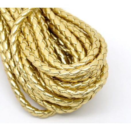 Faux leather braided cord 0.5 m - gold