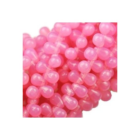 Cseh drop - 6*4 mm - tejopál rózsaszín