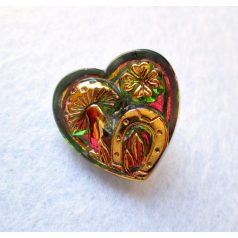 Czech handpainted glass button 22 mm