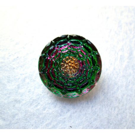 Kézzel festett cseh irizáló üveggomb -speciál -pókháló mintás