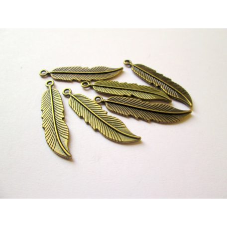 Charm - feather -  42*16 mm - copper
