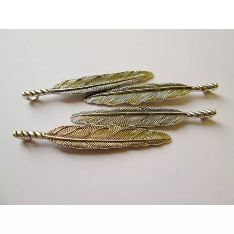 Charm - feather -  42*16 mm - copper