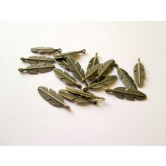Charm - feather -  42*16 mm - copper