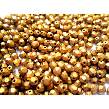 Cseh csiszolt gyöngy - 4 mm - Matte Metallic Goldenrod - #K0173JT