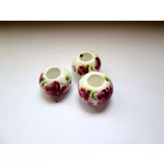 Porcelain bead with violet pattern - 12 mm