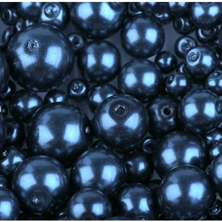 Cseh üveg tekla gyöngy - 4 mm - 50 db/cs - pávakék