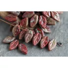 Cseh levél gyöngy 10x6 mm - Earthy Picassso Red