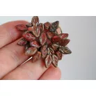 Cseh levél gyöngy 10x6 mm - Earthy Picassso Red