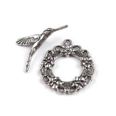 Colibri Toggle clasp - antique silver -30*25 mm