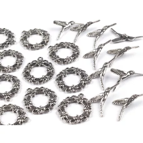 Colibri Toggle clasp - antique silver -30*25 mm