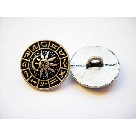 Antique finish metal shank button - 18 mm - silver