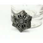Kerek virágmintás fémgomb - 20 mm - antik ezüst