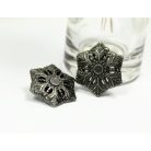 Kerek virágmintás fémgomb - 20 mm - antik ezüst